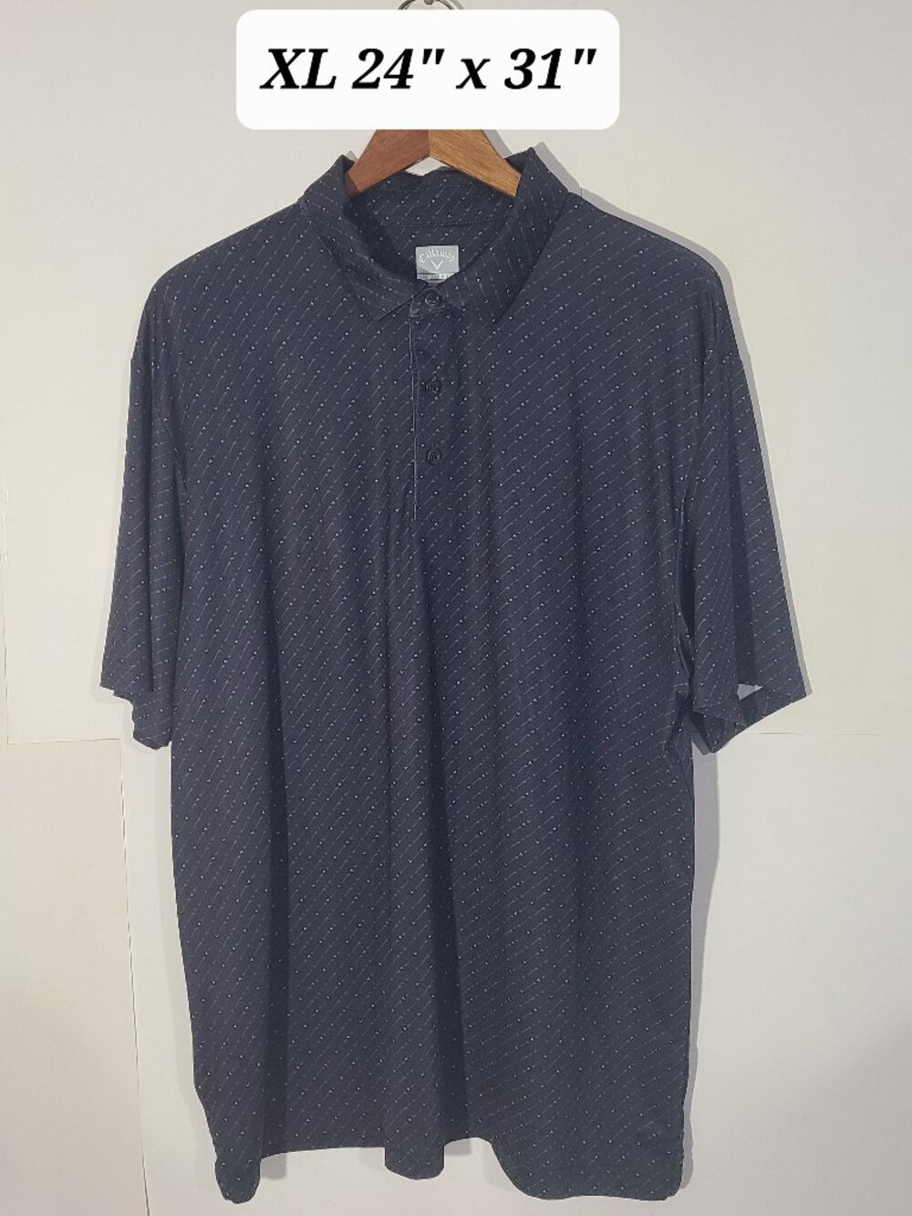 Callaway Opti Dri Black Logo/Club AOP Men's XL Golf Polo EUC